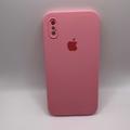 Чохол Silicone Case Square Full Camera Protective (AA) для Apple iPhone XS / X (5.8) (Рожевий / Light pink) 40231 40231 Чехол