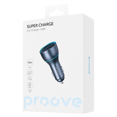 АЗП  Super Charge 130W (2 Type-C + USB) (metal gray) 51263 Proove