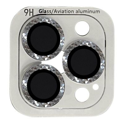 Захисне скло Metal Shine на камеру (в упак.) для Apple iPhone 15 Pro (6.1) / 15 Pro Max (6.7) (Срібний / Silver) 65696 Стекло