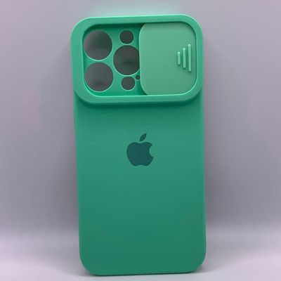 Silicone Case SLIDER Full Camera SQUARE side for iPhone 13 Pro Spearmint Чехол
