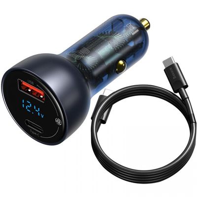Автомобильное ЗУ  Particular PPS 65W USB + Type-C (with Cable Type-C to Type-C 100W) (gray) 31090 Baseus