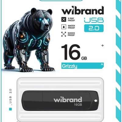 Флеш-накопичувач  USB 2.0 Grizzly 16Gb Black WI2.0/GR16P3B Wibrand