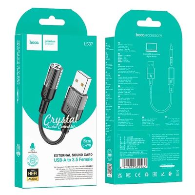 Перехідник HOCO Spirit transparent external Sound Card USB to 3.5 mm LS37 |15cm, DAC| 19159 Hoco
