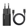 МЗП Super Silicone Quick Charger 25W (Type-C) + With Cable Type-C to Type-C 3A (1m) (black) 31915 Baseus