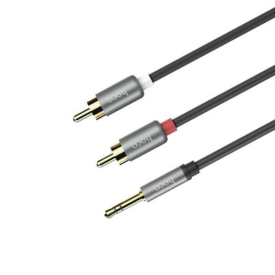 Аудіо кабель Aux  UPA10 Lotus Double RCA Audio 3.5 mm (1,5м) (Сірий) 707605 Hoco
