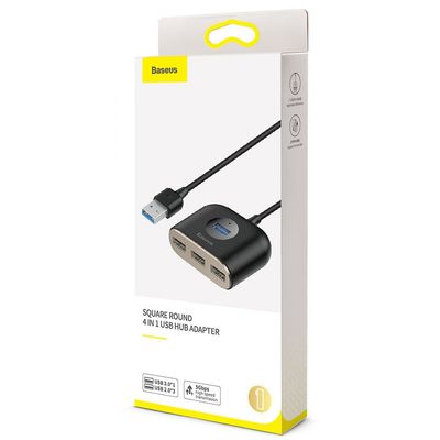 USB-Хаб  Square Round USB to USB 3.0 + 3USB 2.0 (1m) (black) 27360 Baseus