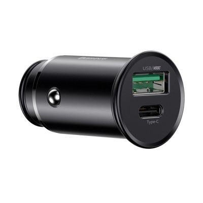 Автомобильное ЗУ  Circular Metal PPS 30W (Support VOOC) USB (black) 29868 Baseus