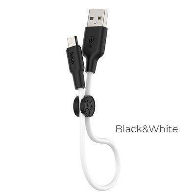 Дата кабель  X21 Plus Silicone MicroUSB Cable (0.25m) (Чорний / Білий) 33968 Hoco