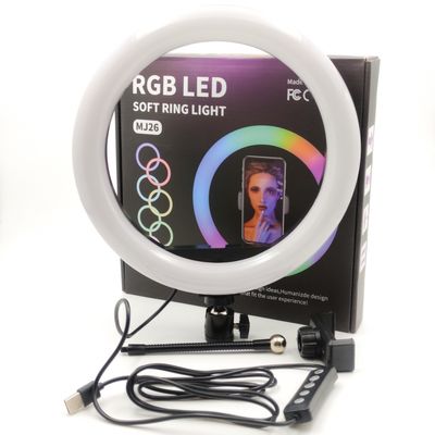 Кільцева світлодіодна Led Лампа 33cm MJ33 RGB 13inch із затискачем для телефону (Чорний) 48067 Липень