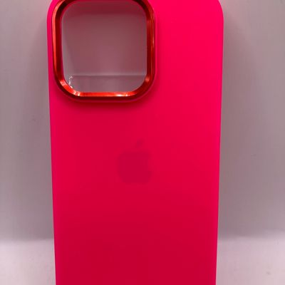 Чохол Silicone case Full (Metal Frame and Buttons) for iPhone 14 Pro Hot pink