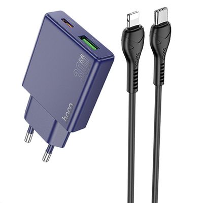 Мережевий ЗП  N45 Biscuit PD30W+QC3.0 Type-C to Type-C (Синій) 48993 Hoco