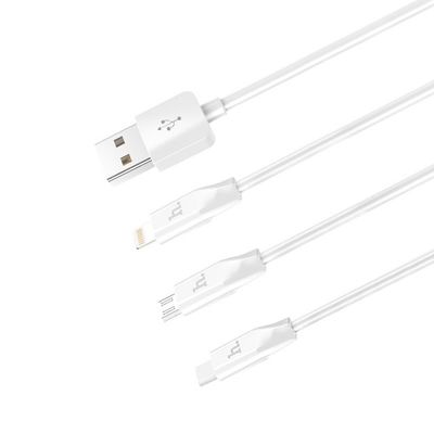 Кабель  X1 3-in-1 Lightning + Micro+Type-C (1m) (white) 30813 Hoco