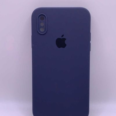 Чохол Silicone Case Square Full Camera Protective (AA) для Apple iPhone XS / X (5.8) (Темно-синій / Midnight blue) 40231 40231 Чехол