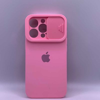 Silicone Case SLIDER Full Camera SQUARE side for iPhone 13 Pro Pink Чехол