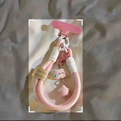 Рожевий ланцюжок для телефону Hand Made