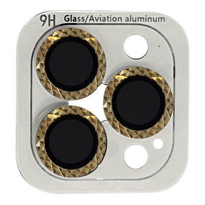 Захисне скло Metal Shine на камеру (в упак.) для Apple iPhone 15 Pro (6.1) / 15 Pro Max (6.7) (Золотий / Gold) 65696 Стекло