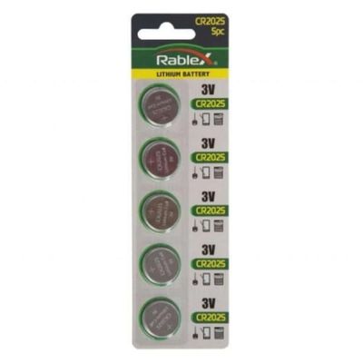 Батарейка літієва  RABLEX 3V CR2025 (5шт/100шт/1600шт) 43907