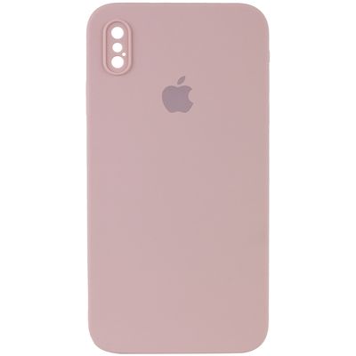 Чохол Silicone Case Square Full Camera Protective (AA) для Apple iPhone XS / X (5.8) (Рожевий / Pink Sand) 40231 pink sand 40231 Чехол