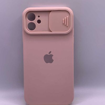 Silicone Case SLIDER Full Camera SQUARE side for iPhone 11 Pink sand Чехол