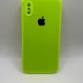 Чохол Silicone Case Square Full Camera Protective (AA) для Apple iPhone XS / X (5.8) (Салатовий / Neon green) 40231 40231* Чехол