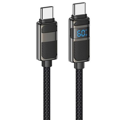 Кабель  U137 Line Type-C to Type-C 60W 1.2m with display (Чорний) 53414 Hoco