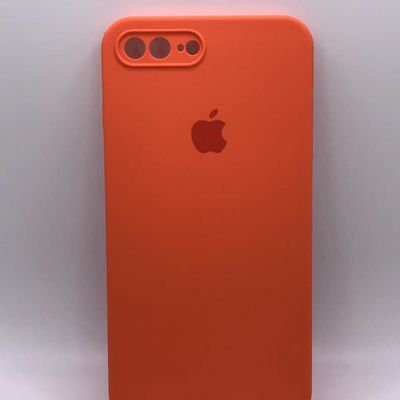 Silicone Case Square Full Camera Protective (AA) для Apple iPhone 7 plus / 8 plus (5.5) (Оранжевый / Bright Orange) Чехол
