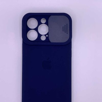 Silicone Case SLIDER Full Camera SQUARE side for iPhone 13 Pro Midnight blue Чехол
