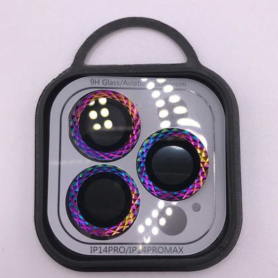 Захисне скло Metal Shine на камеру (в упак.) для Apple iPhone 14 Pro (6.1) / 14 Pro Max (6.7) (Бузковий / Rainbow) 62933 Стекло
