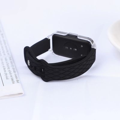 Силіконовий Ремінець Rhombus Strap Mi Smart Band 9 Active чорний (8) 62793