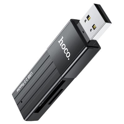 Card Reader  HB20 Mindful 2-в-1 USB2.0 (Чорний) 25234 Hoco