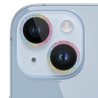 Захисне скло Metal Sparkles на камеру (в упак.) для Apple iPhone 15 (6.1) / 15 Plus (6.7) (Бузковий / Rainbow) 65698 Стекло