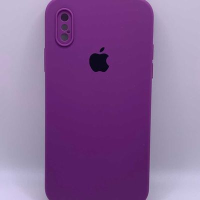 Чохол Silicone Case Square Full Camera Protective (AA) для Apple iPhone XS / X (5.8) (Фіолетовий / Grape) 40231* Чехол