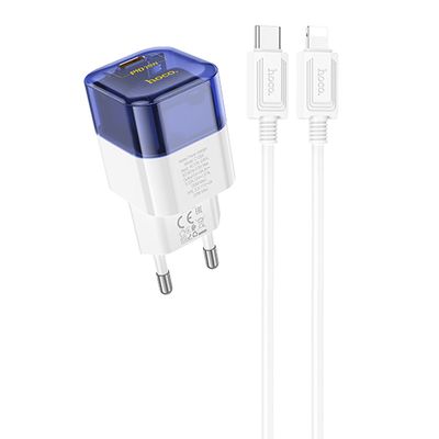 МЗП  C125A Transparent PD20W (1USB-C) + кабель Type-C to Type-C (Transparent blue) 69094 Hoco