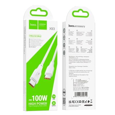 Кабель HOCO Type-C to Type-C Force fast charging data cable X93 |1m, 100W| 19019 Hoco