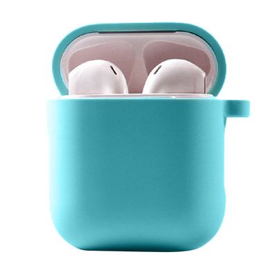 Силіконовий футляр з мікрофіброю для навушників Airpods 1/2 (Бірюзовий / Marine Green) 39442 Чохли на навушники
