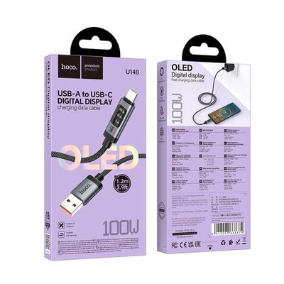 Дата кабель Hoco U148 Lord with display USB to Type-C 100W (1.2m) (Black) 00081849