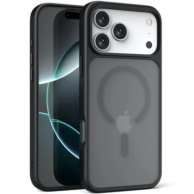 TPU+PC чохол Metal Buttons with MagSafe для iPhone 17 Pro Max (black) 64346 Серпень