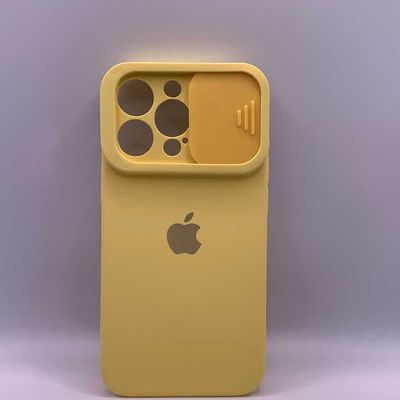 Silicone Case SLIDER Full Camera SQUARE side for iPhone 13 Pro Yellow Чехол