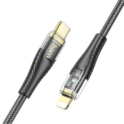 Дата кабель  U121 Gold standart Transparent Discovery Edition Type-C to Lightning 27W (1.2m) (Black) 71328 Hoco