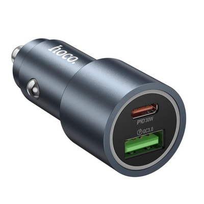 АЗП  Z60 Bloom multi-protocol PD30W+QC3.0 48W (1USB-A/1C) + кабель USB to Type-C (Metal gray) 00076858 Hoco