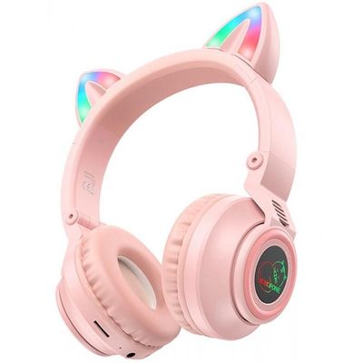 Bluetooth навушники BOROFONE BO18 Cat ear (Рожевий) 57055 Borofone