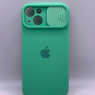 Silicone Case SLIDER Full Camera SQUARE side for iPhone 13 Spearmint Чехол