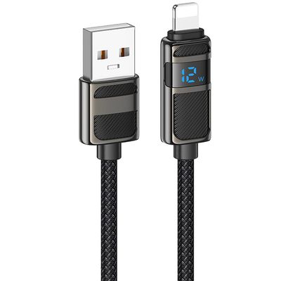 Дата кабель  U137 Line with display USB to Lightning 2.4A/12W (1.2m) (Black) 73873 Hoco