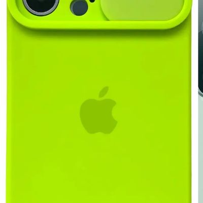 Silicone Case SLIDER Full Camera SQUARE side for iPhone 13 Pro Party green Чехол