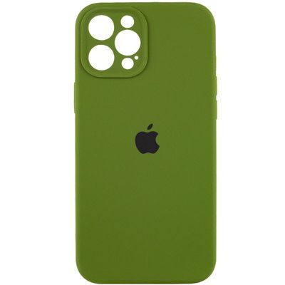 Чохол Silicone Case Full Camera Protective (AA) для Apple iPhone 12 Pro Max (6.7) (Зелений / Dark Olive)* Чехол