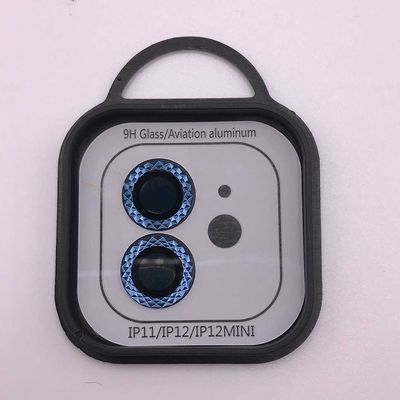 Захисне скло Metal Shine на камеру (в упак.) для Apple iPhone 12 / 12 mini / 11 (Синій / Blue) 62927 Стекло