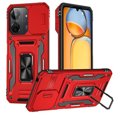 Ударостійкий чохол Camshield Army Ring для Xiaomi Redmi 13C / Poco C65 (Червоний / Red) 72802 Чехол