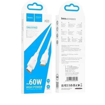 Дата кабель  X93 Force Type-C to Type-C 60W (1m) (White) 00071092 Hoco