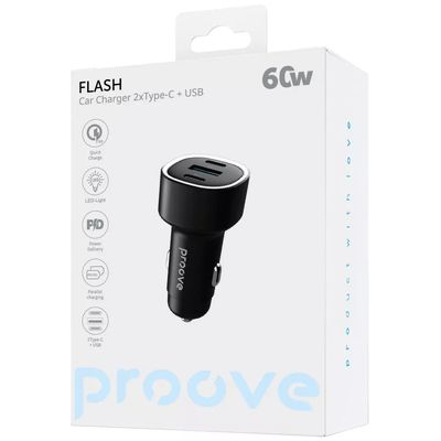 АЗП  Flash 60W (2Type-C + USB) (black) 60077 Proove