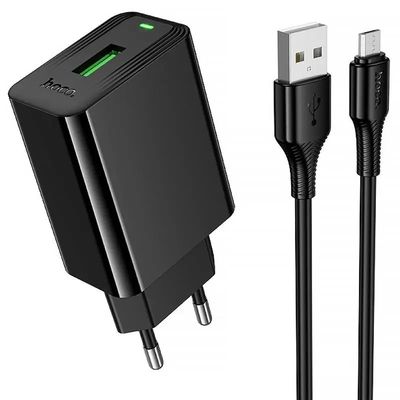 МЗП  CS92A Leader 18W+QC3.0 (1USB-A) + кабель USB to MicroUSB (Black) 00081875 Hoco
